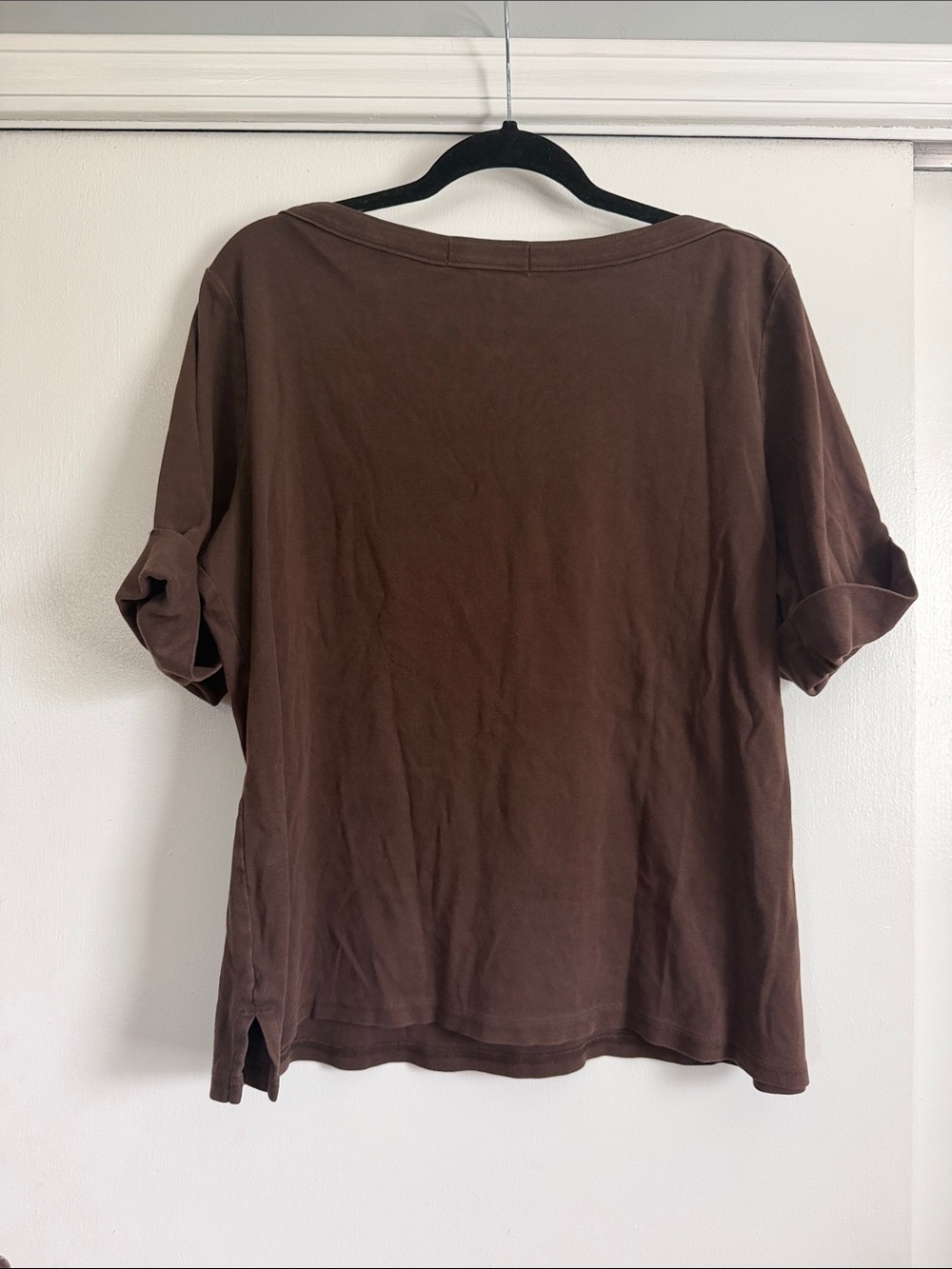 Karen Scott Chocolate Brown Long Sleeve Boatneck Top - Picture 4 of 5